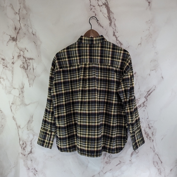 Everlane Shirt Womens Brown Flannel Boxy Plaid Button Up Pockets - Picture 8 of 15
